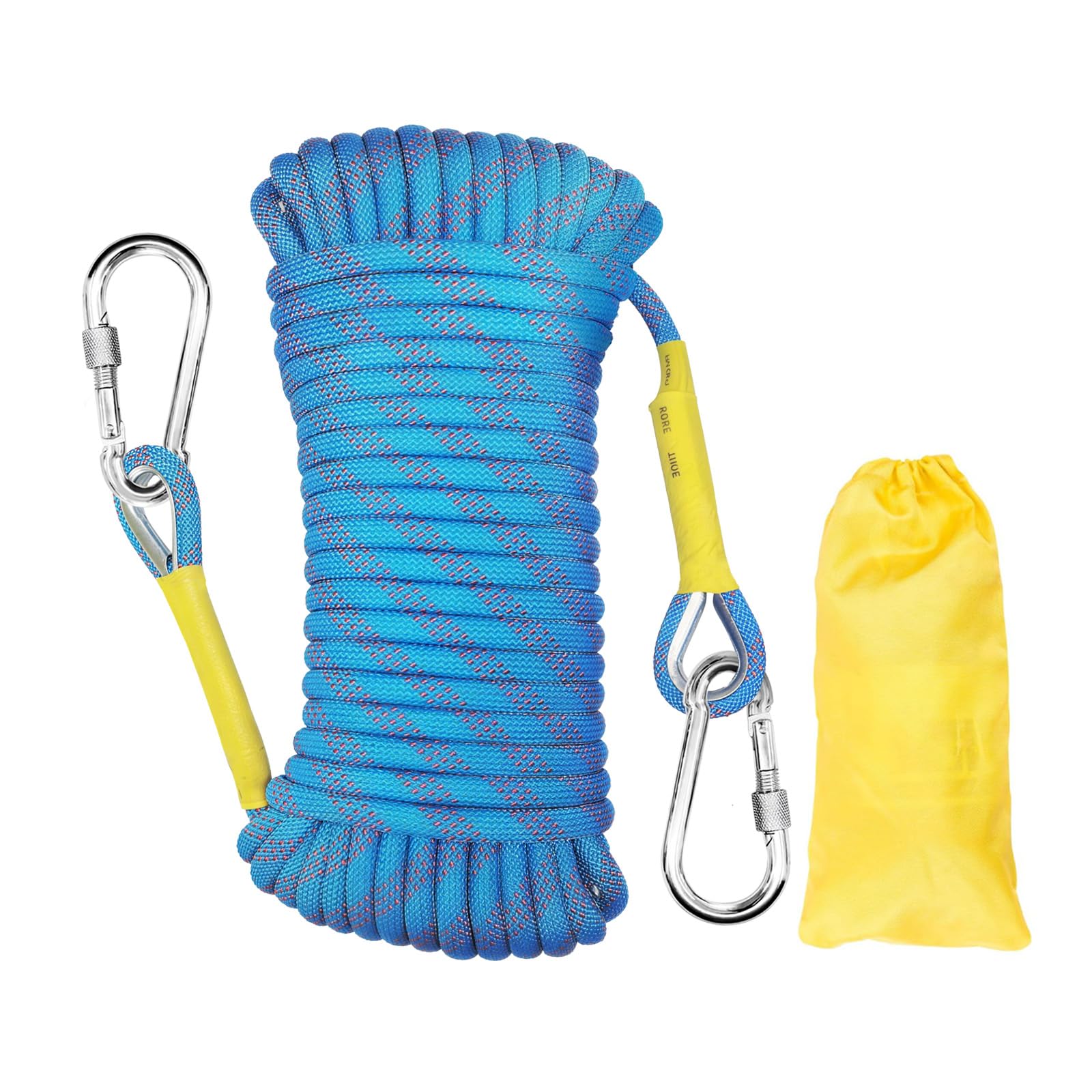 YIUBCZOQI 2m Static Climbing Rope 8mm with 2 Carabiner, UIAA