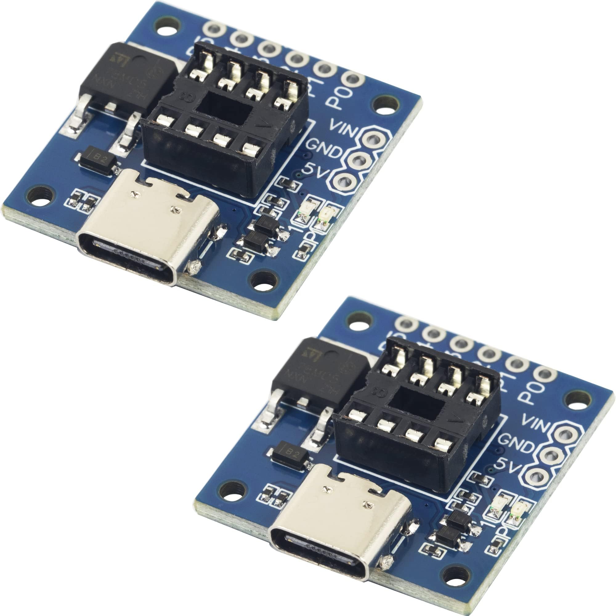 - 2pcs USB Type C Pluggable Development Board for ATtiny85 ATtiny Series Programming Editor Connector Replacement for Digispark Arduino Module