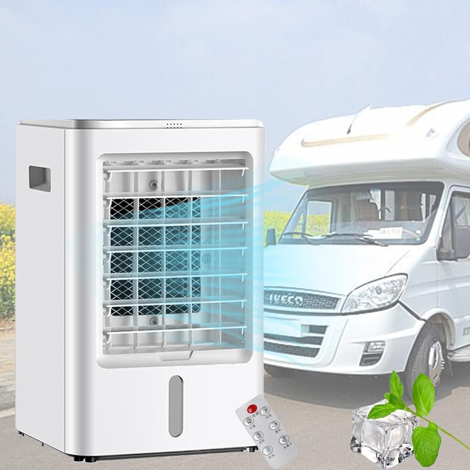 Mini Air Conditioner, Portable Air Conditioners, USB Personal Evaporative Air Cooler, 3Wind Speeds, 30 Seconds Fast Cooling, for Heavy Trucks, RVs, Campers 24V