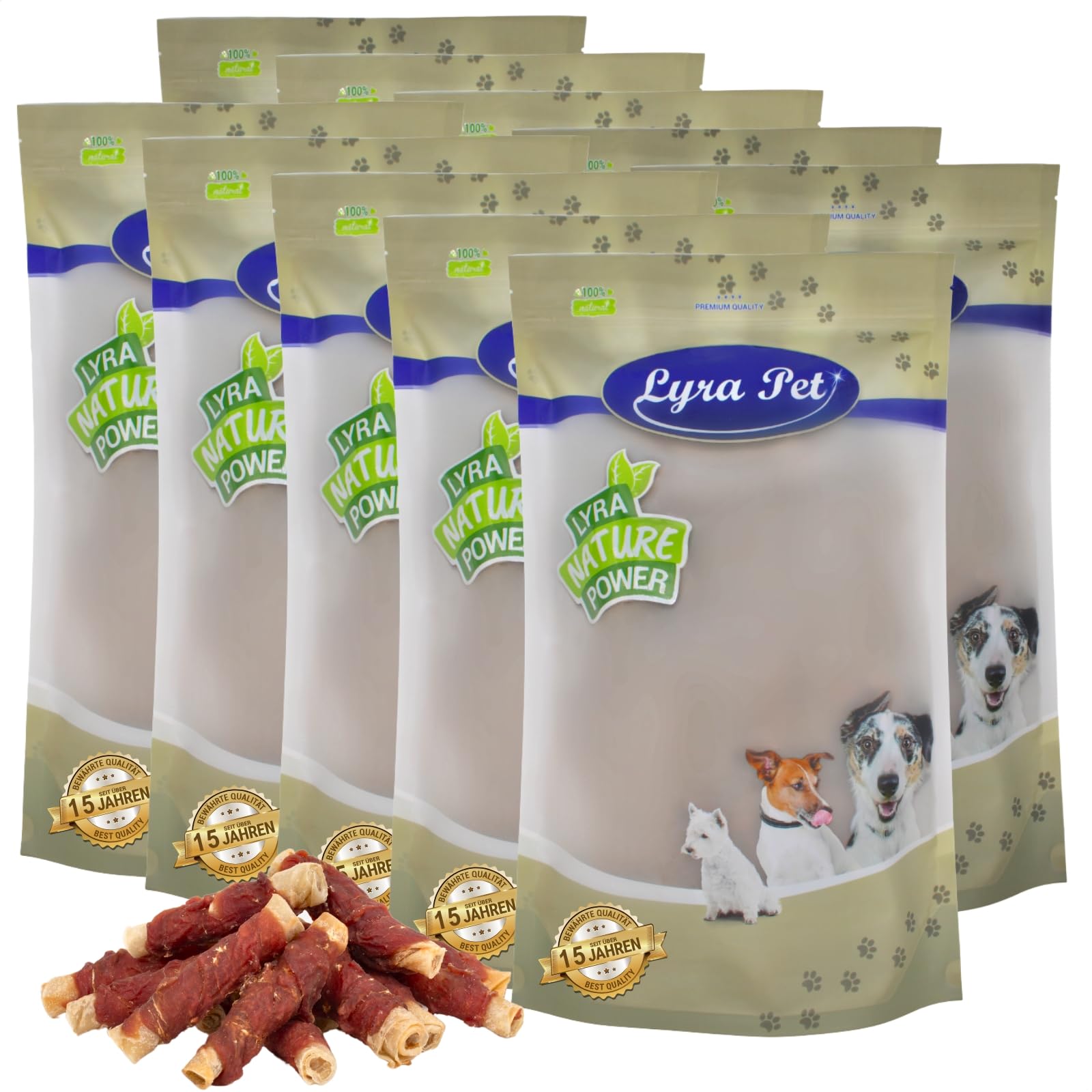 Lyra Pet® 10 kg Kaurollen mit Entenbrust Natur - Kausnack für Hunde
