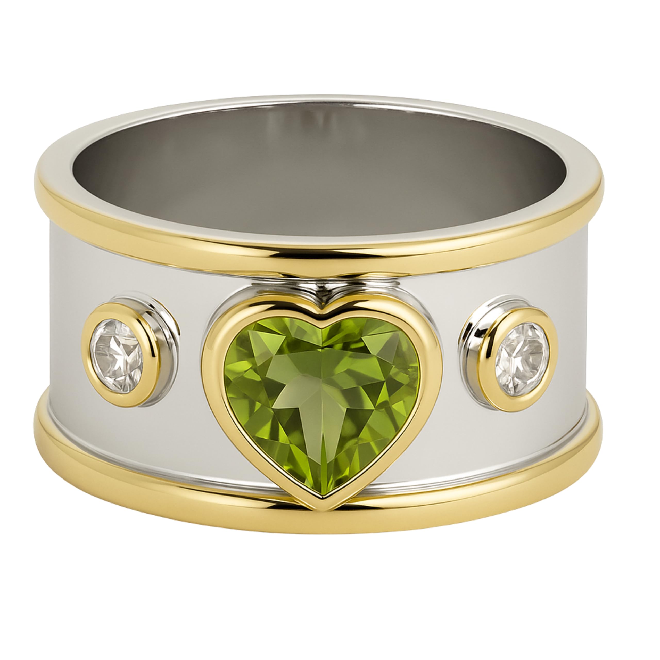Anillo de plata de ley con peridoto y circonitas de metales mixtos