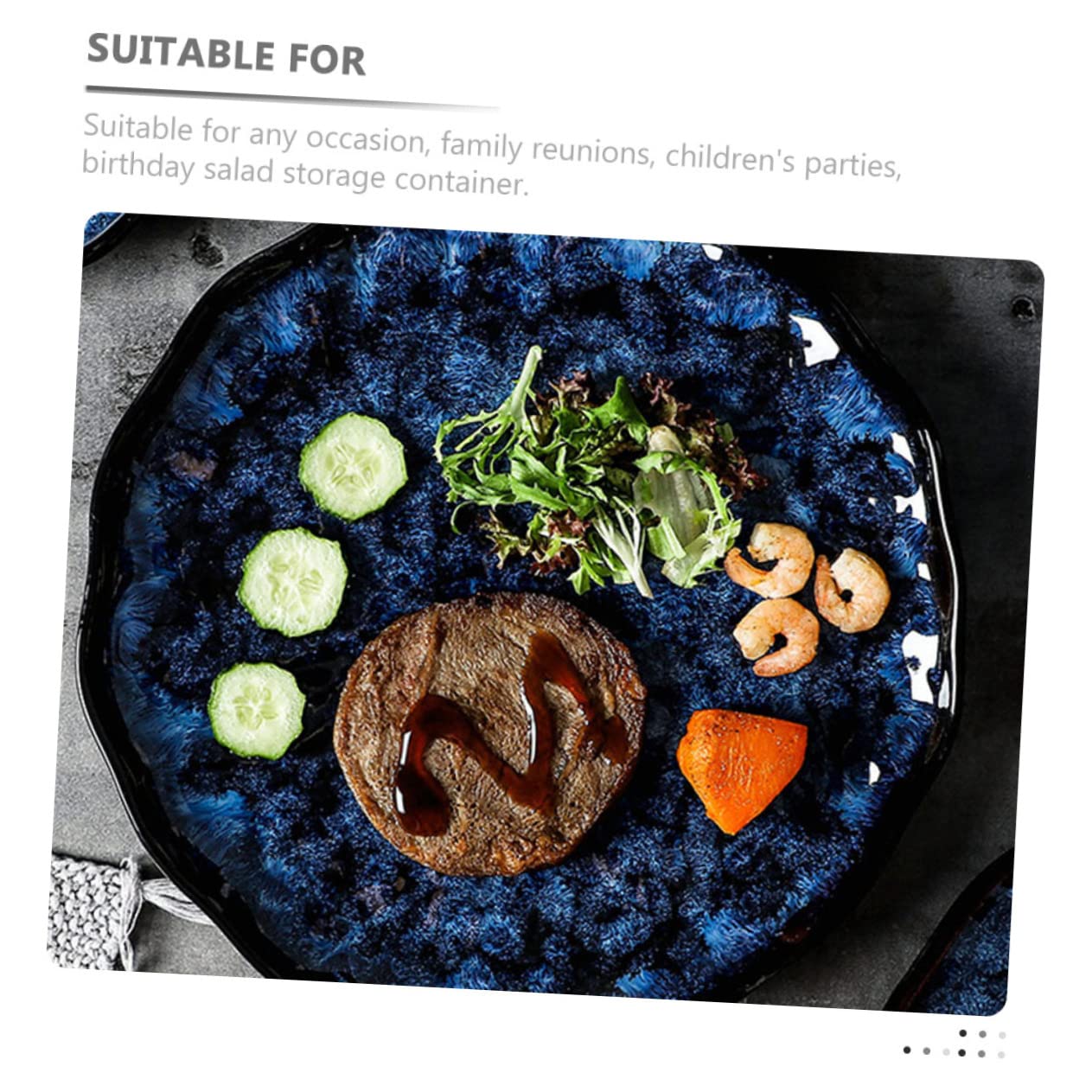 Assiette à Pâtes en Céramique Ronde, Lot D’assiettes Japonaises Bleues, Surface Lisse, Style Simple et Élégant pour Restaurant et Maison