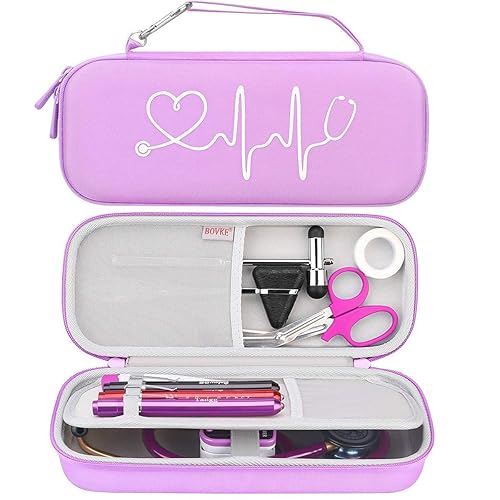 Vista 25 de BOVKE Funda de viaje para 3M Littmann Classic III, Lightweight II S.E, Cardiology IV Diagnostic, MDF Acoustica Deluxe Estetoscopios - Espacio Negro