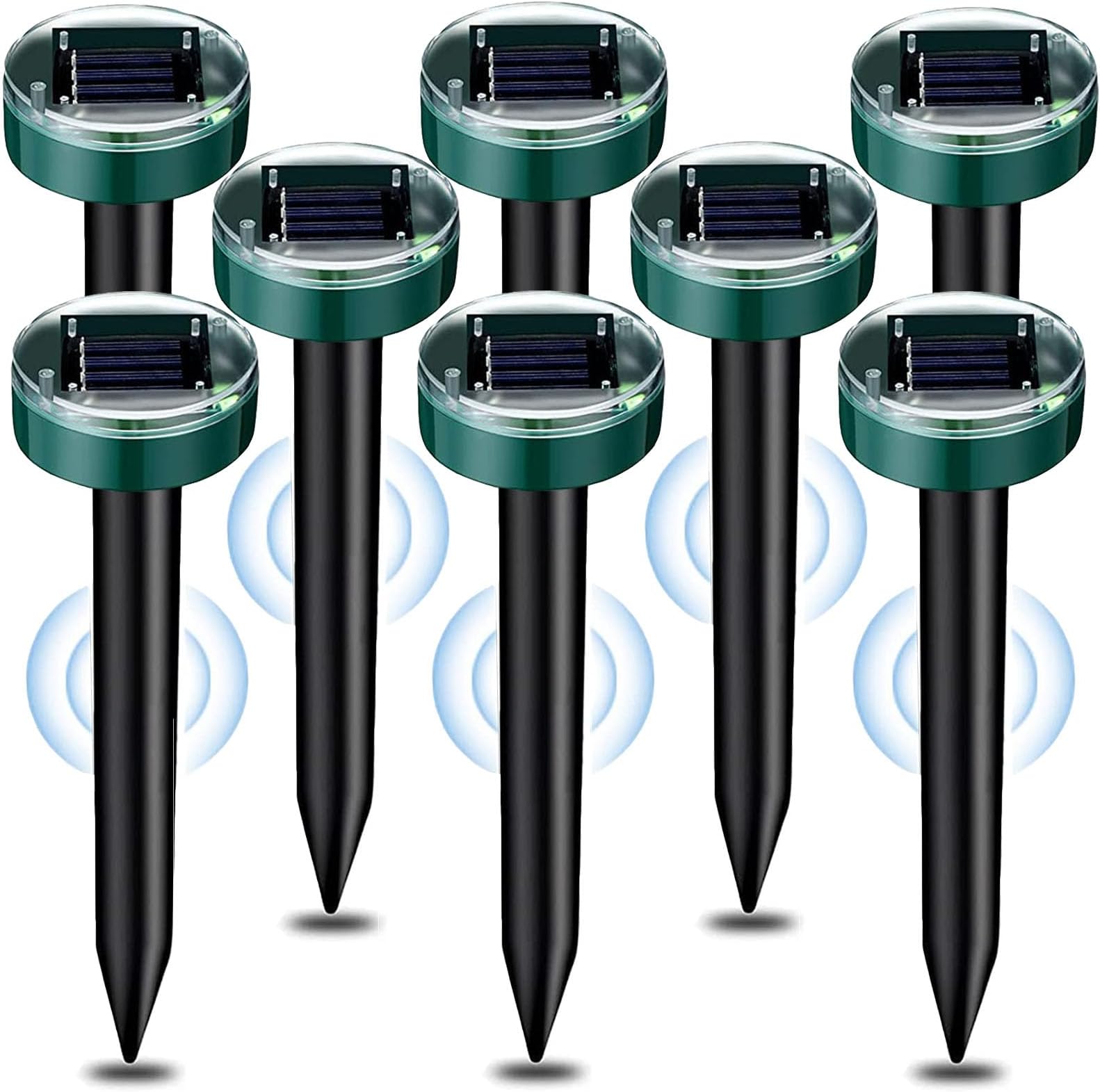 Solar Mole Repellent Ultrasonic,8Pcs Solar Powered Mole Repeller,Sonic Mole Repeller IP65 Waterproof,Mole Deterrents for Gardens Lawn Get Rid of Moles,Gopher,Voles, Snakes,Rodents