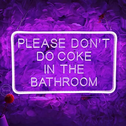 Miniatura 5 de Letrero de neón LED morado con texto en inglés Please Don't Do Coke In The Bath con USB para el hogar, dormitorio, baño, sala de juegos, bar,