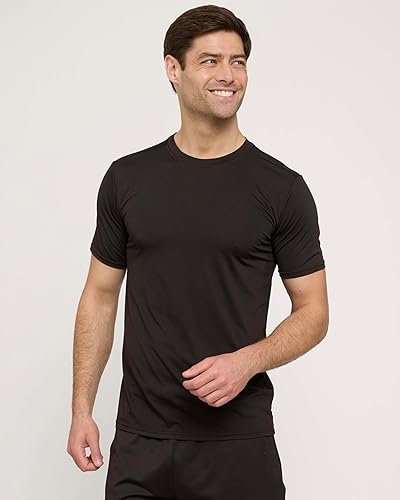Miniatura 2 de Real Essentials - Paquete de 5 Real Essentials - Camisetas de manga corta para hombre con cuello redondo y de secado rápido, atlética, para correr,