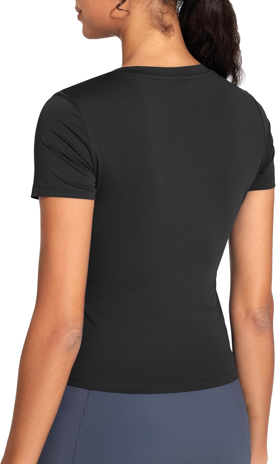 THE GYM PEOPLE Women's V-Neck Crop Workout T-Shirts Slim Fit Basic Short Sleeve Yoga Casual Tee Tops - Image 4