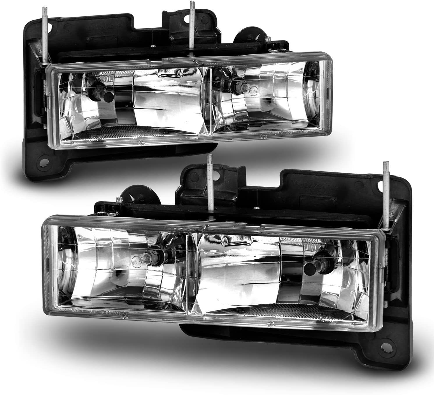 AmeriLite Replacement Clear Headlights Pair For Chevy Fullsize - Passenger and Driver Side