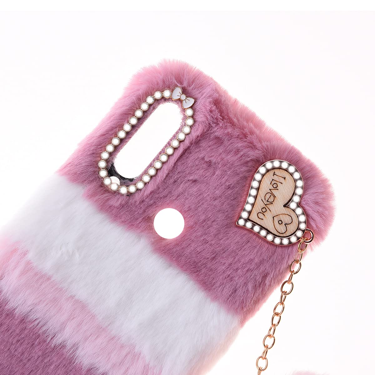 YKTO Peluche Coniglio Custodia per Alcatel 1S 2019 Cover Ragazze Shiny Bow Pearl Bear Simpatico Peluche Morbido e Confortevole per Alcatel 1S 2019 Peluche Coniglio Silicone,Orso di perle rosa