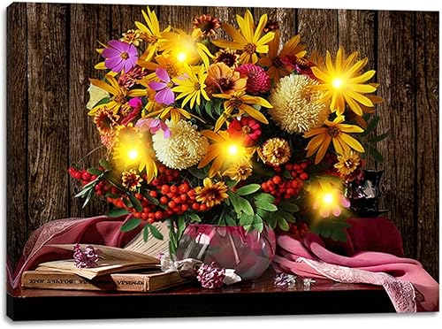 Miniatura 49 de alottagifts Cardinals Birdhouse - Lienzo decorativo iluminado para pared, 16 x 12 pulgadas con temporizador, diseño de lienzo LED para pared, obra