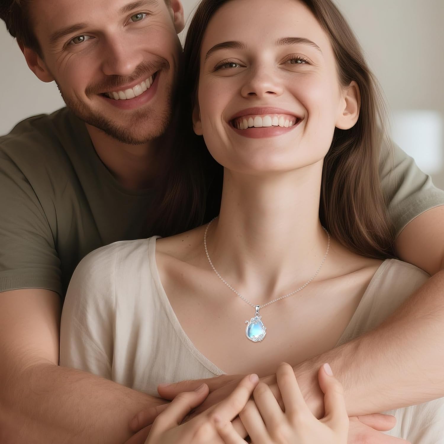 Moonstone Dragonfly Necklace 925 Sterling Silver Teardrop Moonstone Pendant Jewelry Gifts for Women - Image 5