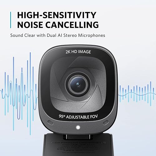 Miniatura 6 de Anker PowerConf C200 - Cámara web 2K para PC/portátil/Mac, cámara de computadora, corrección de poca luz, micrófonos con cancelación de ruido AI,
