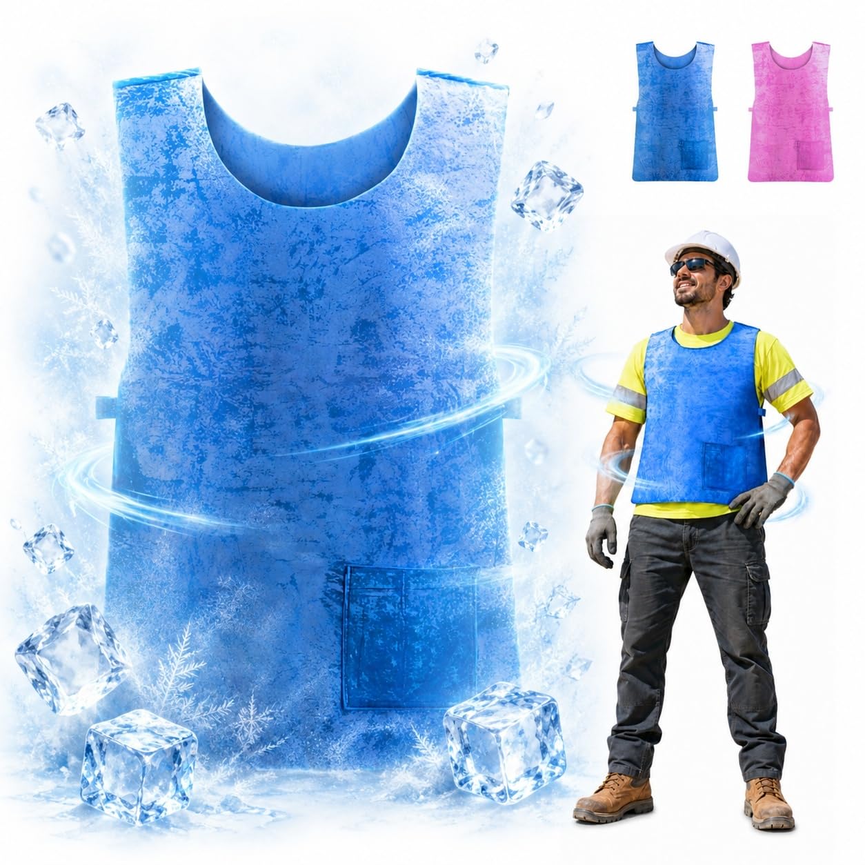 Générique Gilet Rafraîchissant pour Homme et Femme contre la Chaleur, Été Réutilisable, Gilet Froid Réglable, Gilet de Glace Imperméable PVA, pour les Sports de Plein Air, la Randonnée et le Travail