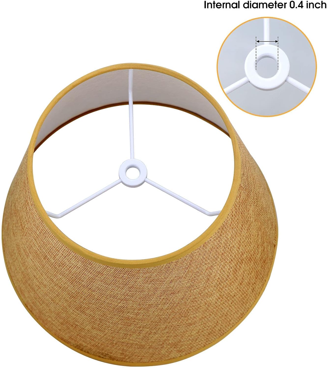 2-Pack Small Lamp Shades for Table Lamp, Brown Lampshades for Floor Light, 9.8x6.3x7.9 inches Lamp Shade Replacement, Natural Linen Hand Crafted, Spider Model