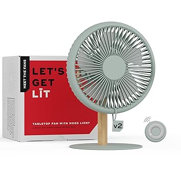 NUUK LIT v2 Cordless & Rechargeable 7 Inch Table Fan with Night Light & Remote Control | Auto Oscillation with 4 Wind Modes | BLDC Fan with Up To 17 Hour Run Time | Portable Table Fan for Home, Office - image, photos