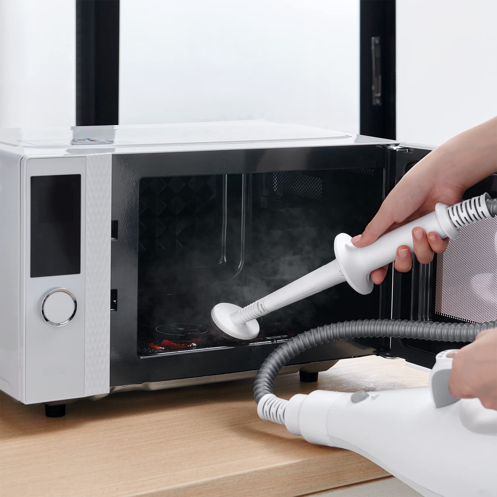 Midea MSM2115WW Scopa a Vapore, Lavapavimenti a Vapore 10 in 1, Uccide il 99,9% di Batteri senza Residui Chimici, Soddisfa Varie Scene di Pulizia; Bianco e Argento