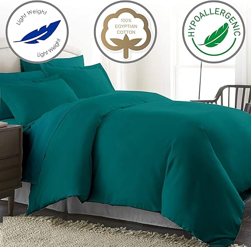 Miniatura 9 de Kamas - Juego de funda de edredón y juego de 5 piezas, tamaño King, color blanco, 100% algodón egipcio, 1000 hilos, con cremallera y lazos en las