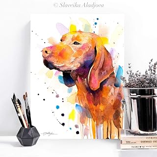 Vizsla 2 watercolor painting print by Slaveika Aladjova