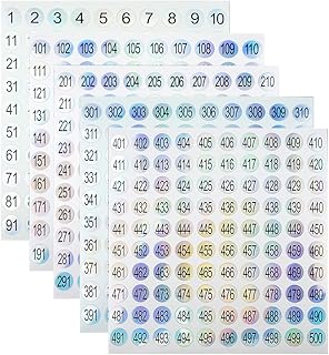 15 Sheets Mini Number Stickers 1 to 500 Round Labels Stickers Consecutive Number Stickers for DIY Marking Numbering Tool