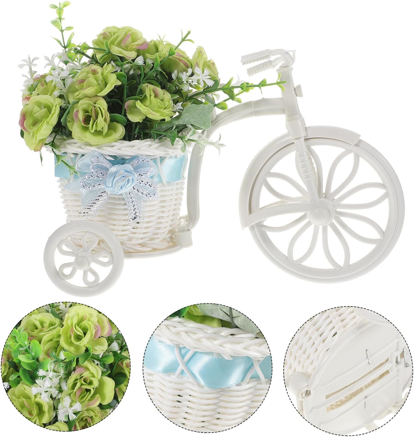 Bike Shaped Flower Holder Desktop Storage Ornament with Silk Flower image 4