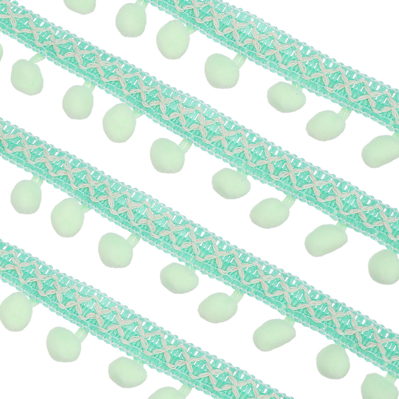 sourcing map Embroidered Pompoms Trim Ribbon, 10Yards Polyester Pom Pom Trim Fringe, Woven Embroidery for DIY Sewing Crafts Clothing Decoration, Light Fruit Green