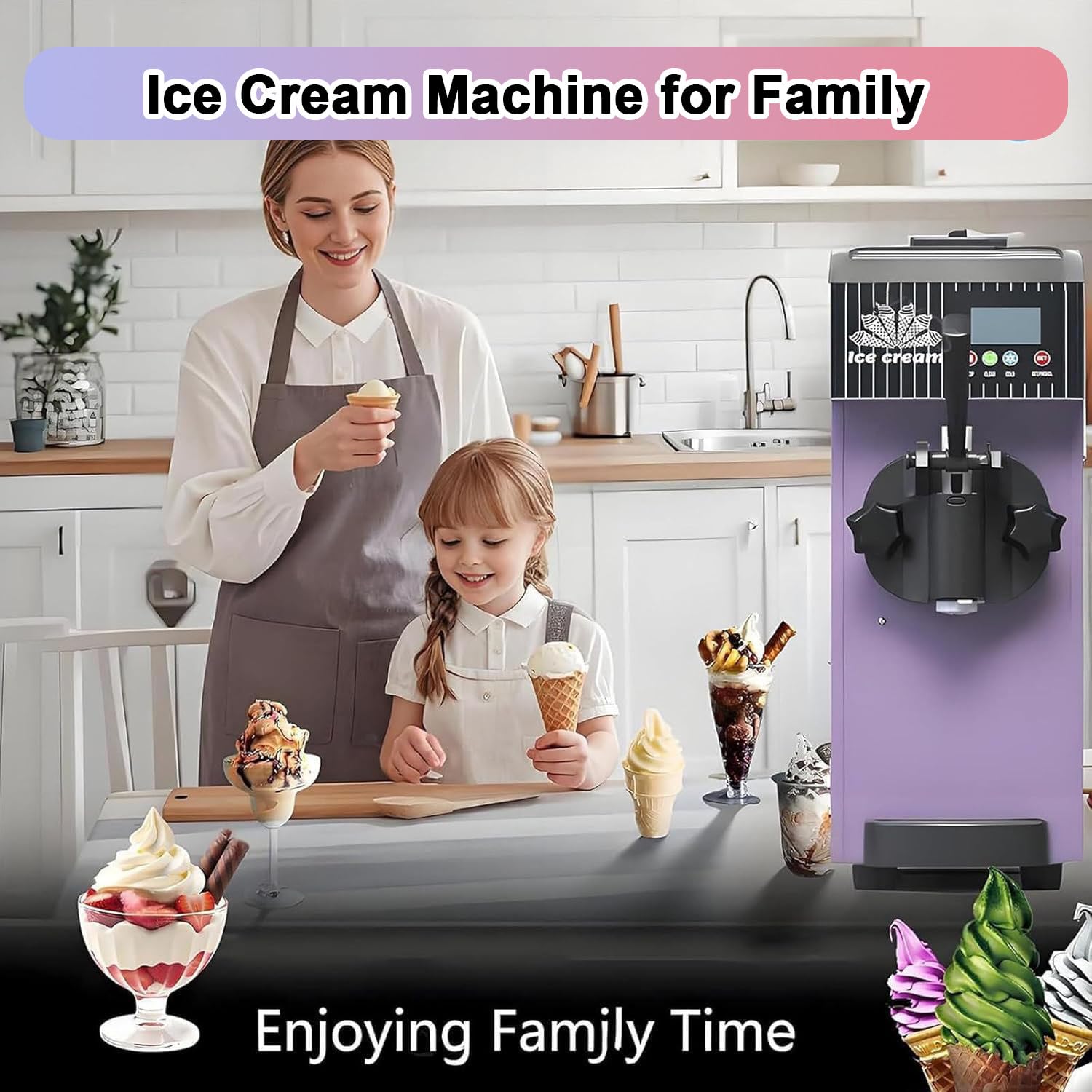 Máquina comercial de helado suave, 4-5 kg/h, máquina de helado de un solo sabor con limpieza automática y preenfriamiento, para restaurantes, tiendas de postres y catering