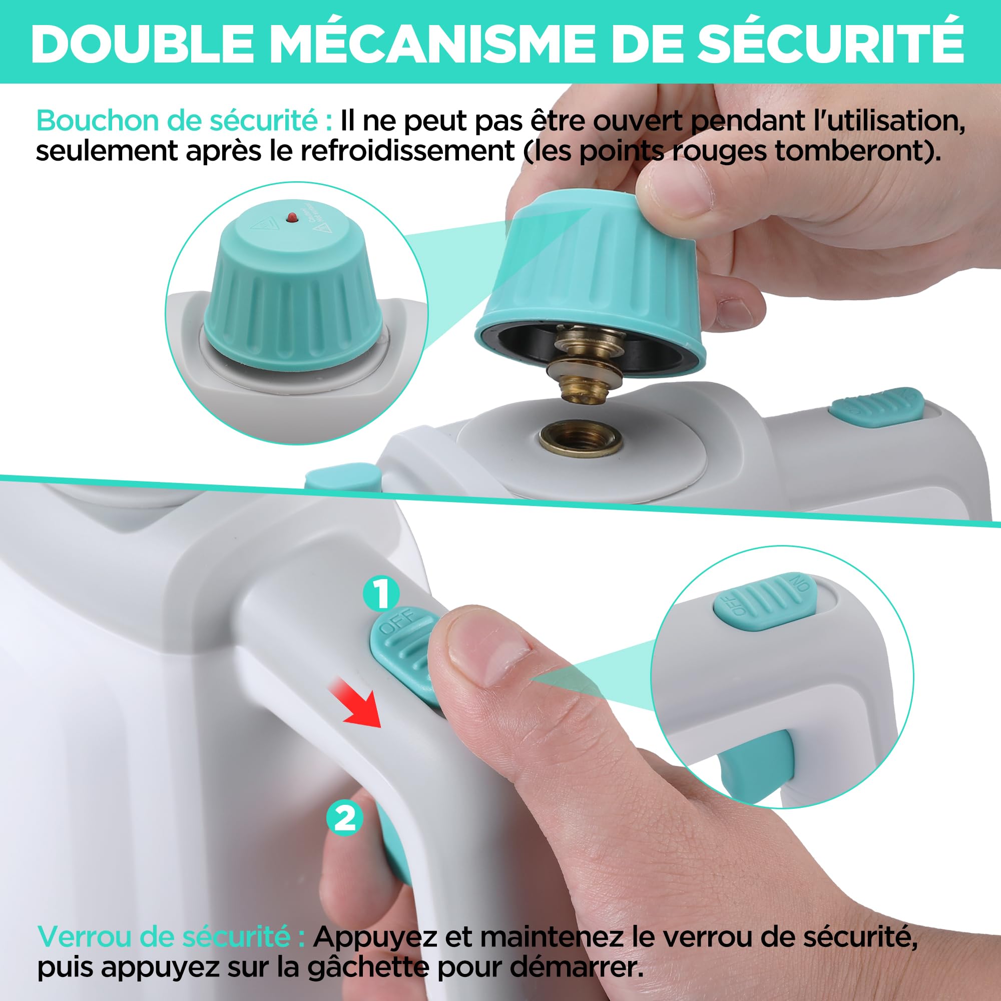 HAUSHOF Nettoyeur Vapeur a Main 450 ml Réservoir d'eau avec 8 Accessoires pour Adoucit Taches, Nettoyeur Vapeur Manuel Portable pour Canapé, Cuisine, Sol, Salle de Bain, Voiture