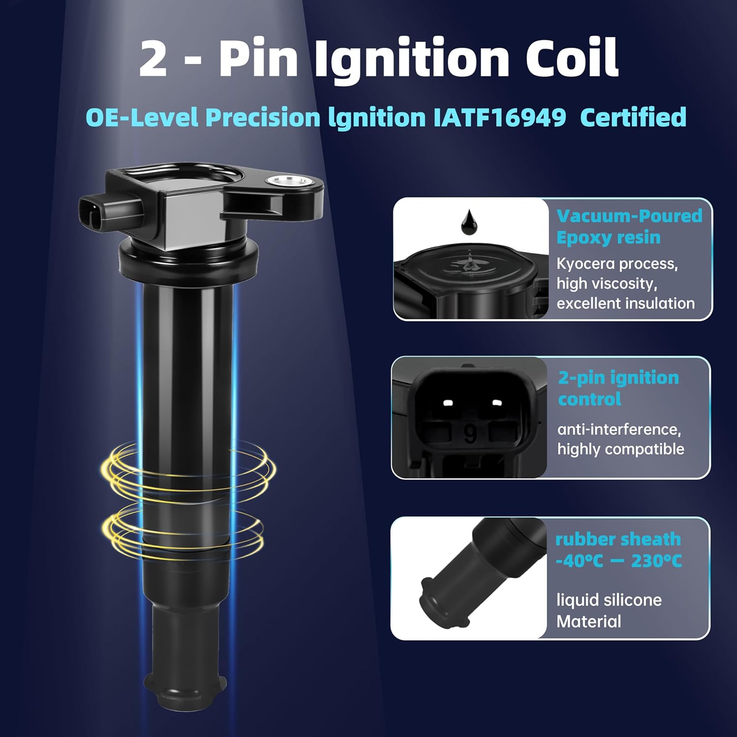 Set of 4 UF499 Ignition Coil Pack and Iridium Spark Plug Fits for 2006 2007 2008 2009 2010 2011 Dodge Attitude/Kia Rio Rio5/ Hyundai Accent 1.6L L4 Replaces# C1543 27301-26640 5C1586