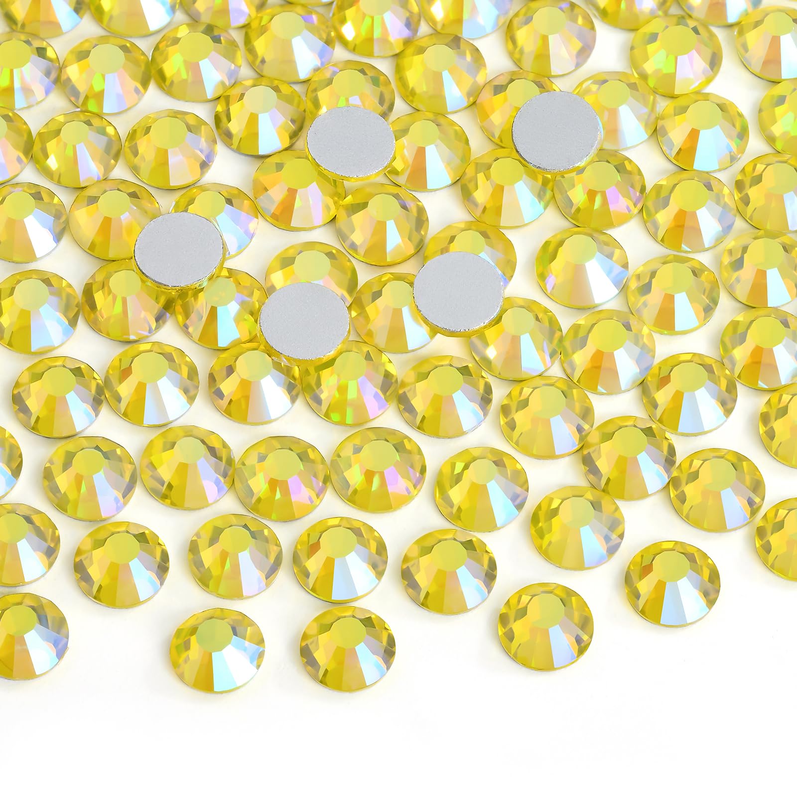 Jollin Crystal Flatback Rhinestones Gems for Crafts 4mm SS16, Lemon AB