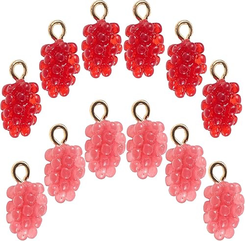 12 dijes de uva de resina de colores surtidos para hacer joyas, dijes de uva para hacer joyas, collares, pulseras, manualidades, bonitos colgantes