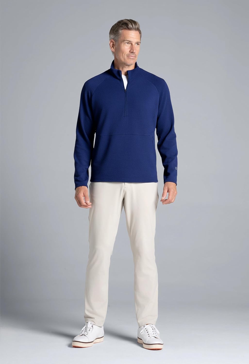 IBKUL Athleisure Wear Sun Protective UPF 50+ Icefil Cooling-Solid Popcorn Stitch Zip Mock Pullover 2.0-95001