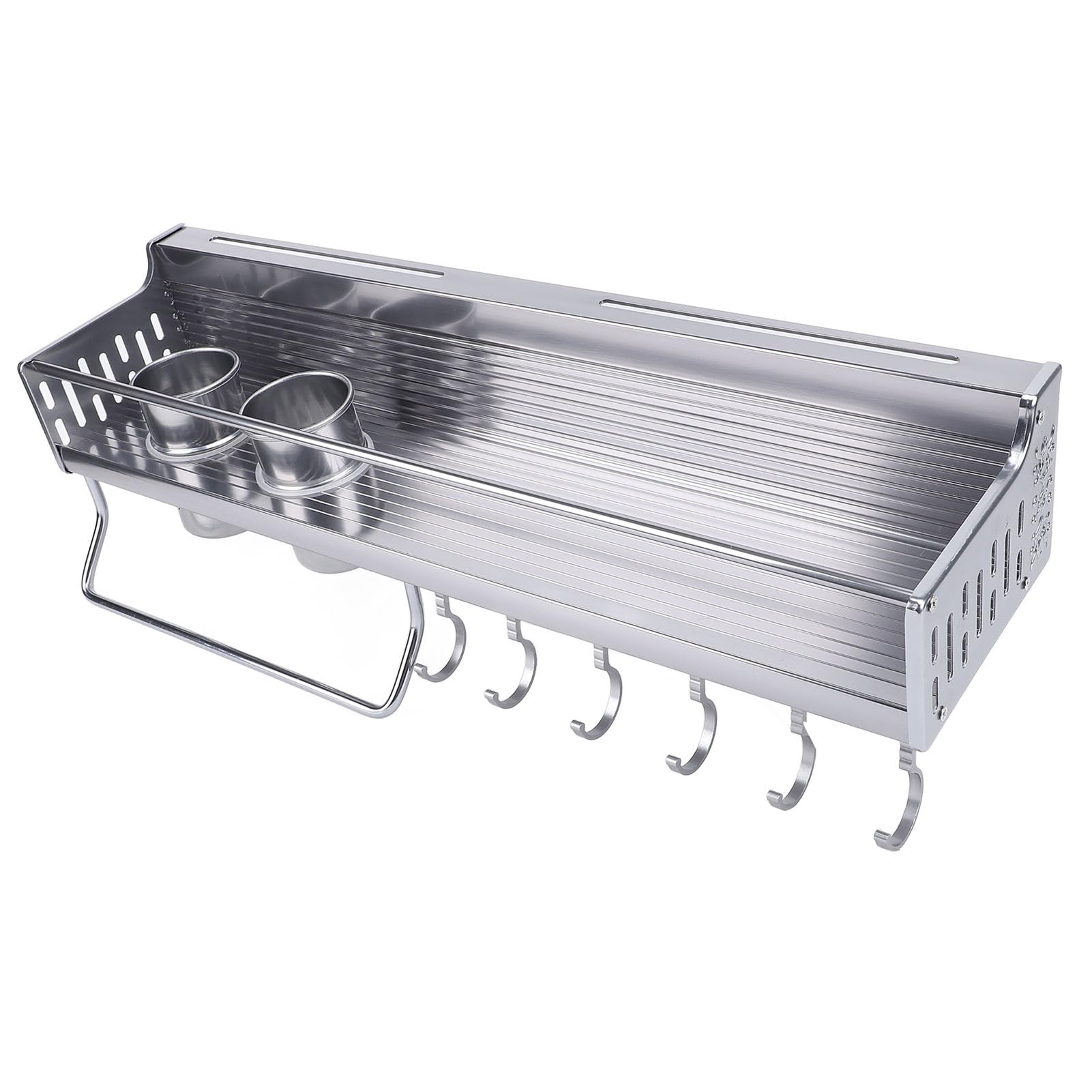 Qcwwy Supports d'assaisonnement Organisateur Peu Encombrant avec Crochets pour Baguettes Spatules Cuillères Outils de Cuisine Support Mural pour Ustensiles de Cuisine en Acier Inoxydable