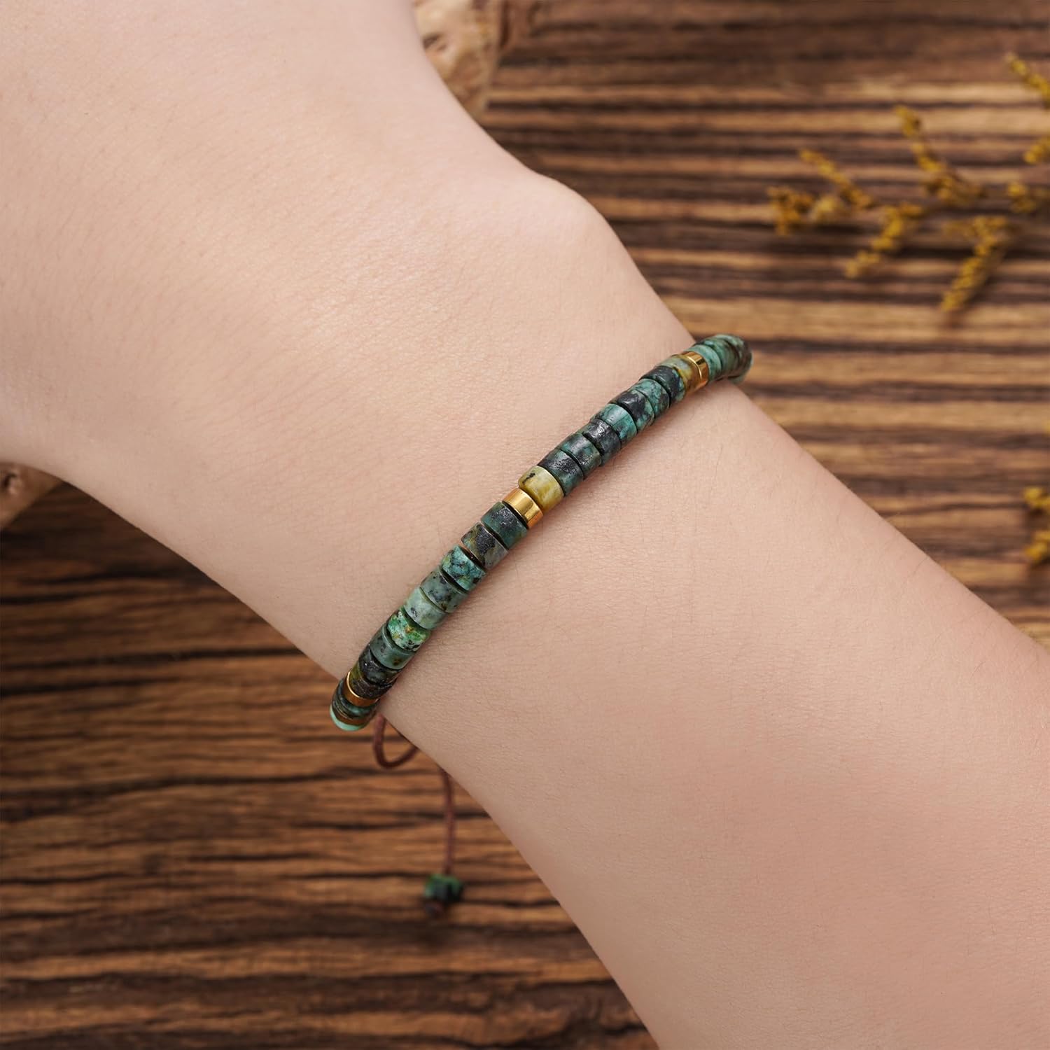 Plumiss Boho Inspirational Gifts Bracelets for Women,Handmade Unique Energy Natural Stone Beaded Strand Wrap Bracelet Jewelry Gift - Image 2