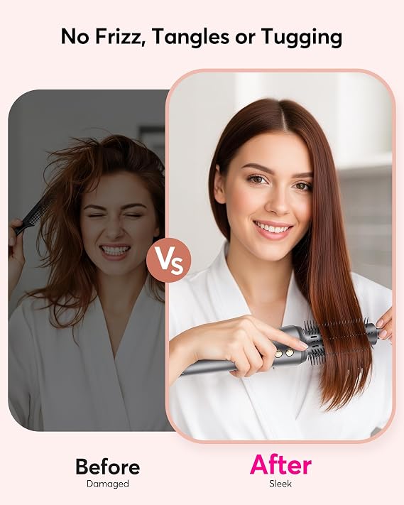 2-in-1 Hair Dryer Brush, Ionic Blow Dryer Brush for Fast Drying & Styling, Hot Air Brush for Smooth, Frizz-Free & Volumizing Hair, Lightweight Easy-to-Use for Daily Styling