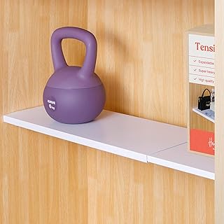 Tension Rod Shelving Expandable Closet Tension Shelf Storage Rack - No D...