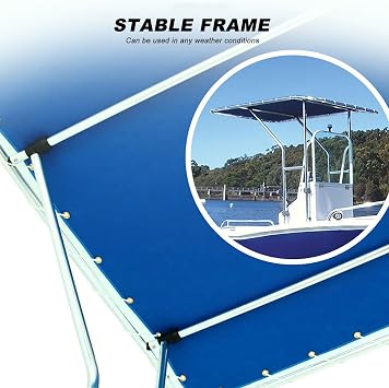 Boat T-Top For Center Console, Bimini Tops With 1 Aluminum Tube, Economic Fishing Boat Tower Canopy, Centre Adjustable Down Shade Roof
