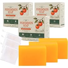 Persimmon Soap for Old People Smell, 3x3.5Oz Bars with Foaming Nets