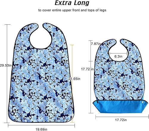 Vista 41 de VOPHIA Baberos para adultos para mujeres, babero lavable, reutilizable, impermeable, protector de ropa con colector de migas opcional