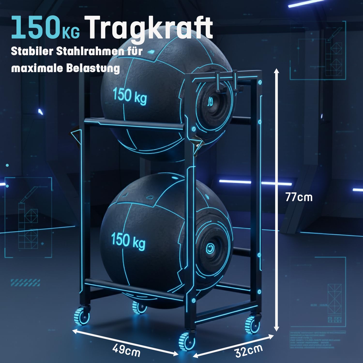 Getränkekistenregal für 3/6 Kisten – Schwerlastregal aus Metall für Bier- & Wasserkisten – Getränkeregal mit Ablage – Tragkraft 600 kg – Küche Keller Vorratsraum (2 Kisten auf Rollen)
