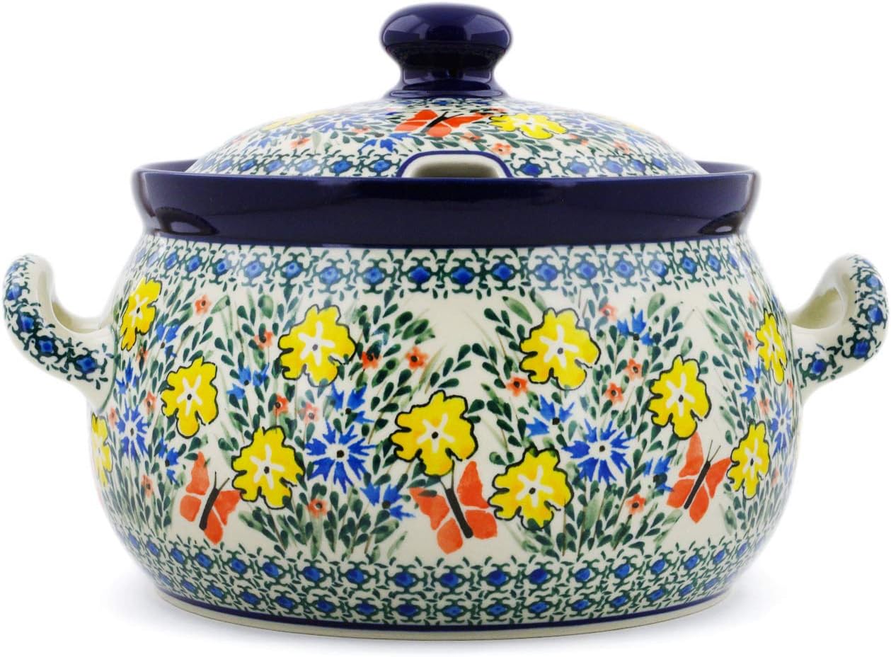 Polmedia Polish Pottery Tureen UNIKAT - Daylight Garden Pattern Handmade in Boleslawiec Poland by Ceramika Artystyczna + Certificate of Authenticity