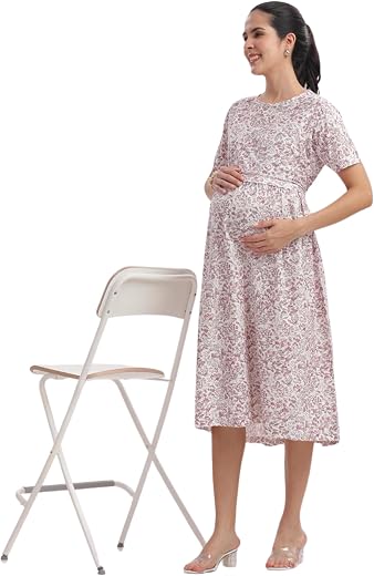 happima Women's Premium Zipless Maternity &amp; Nursing Dress Soft Stretchable Pregnancy Wear | Comfortable Breastfeeding-Frie...