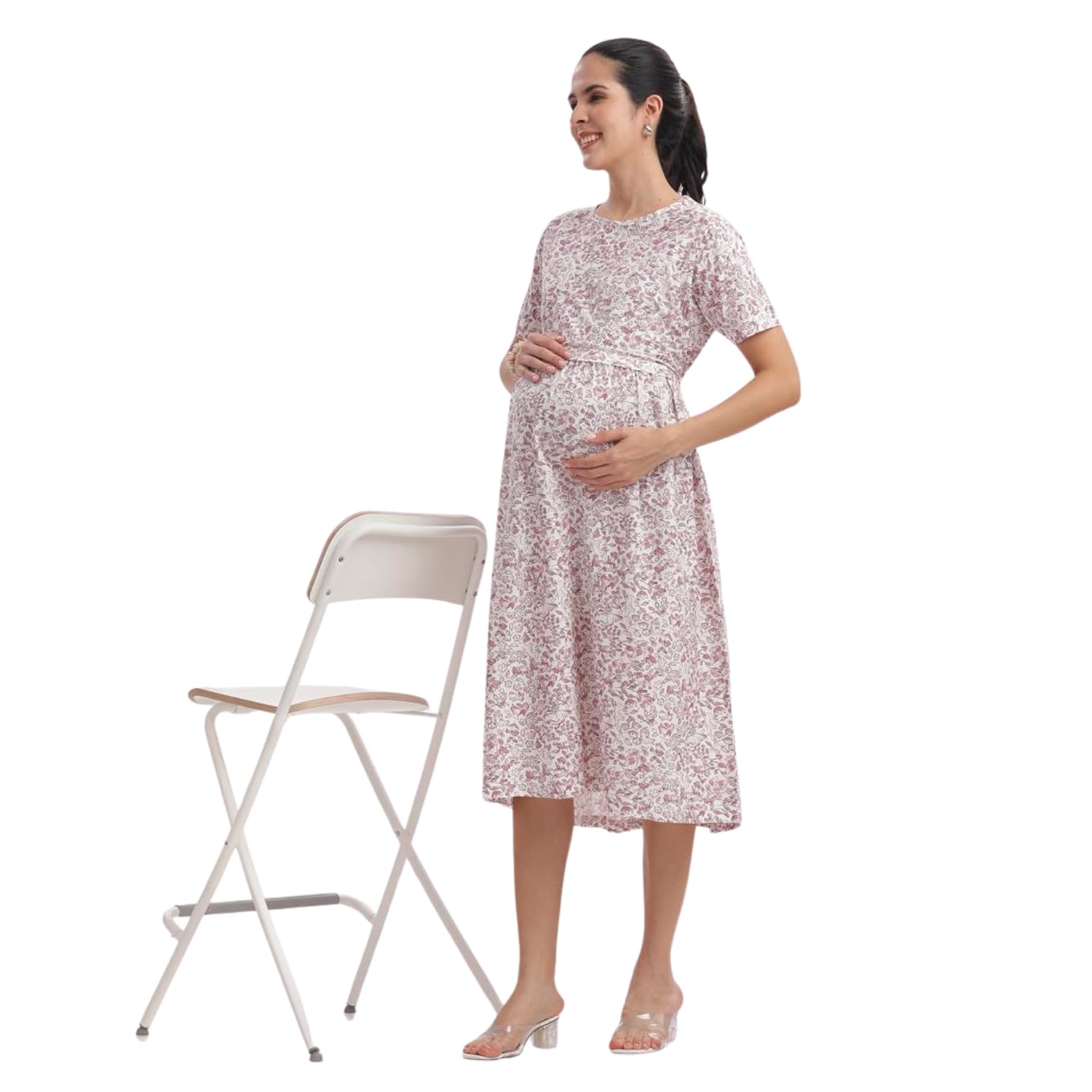 happima Women's Premium Zipless Maternity & Nursing Dress Soft Stretchable Pregnancy Wear | Comfortable Breastfeeding-Frie...