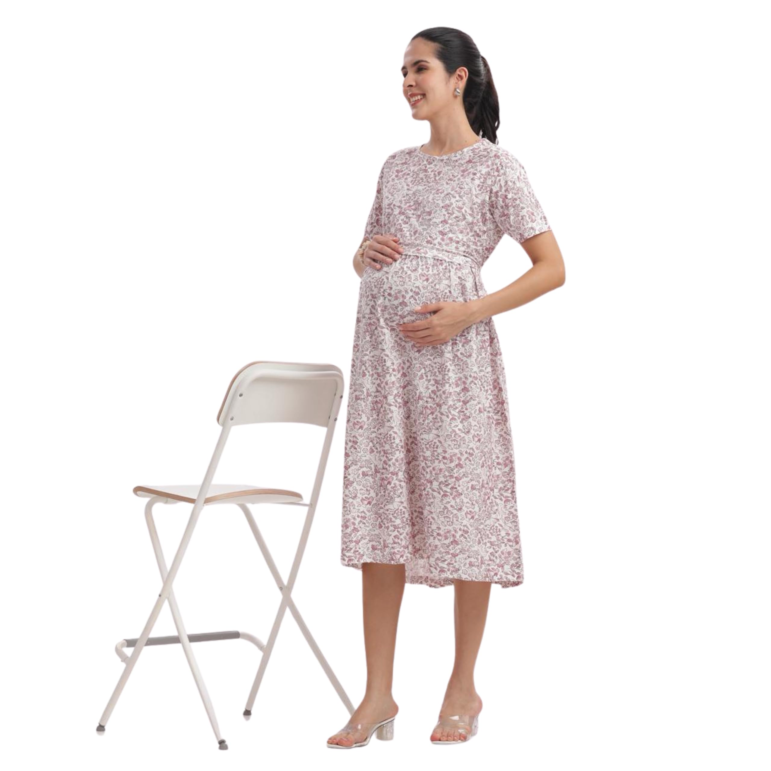 happima Women's Premium Zipless Maternity & Nursing Dress Soft Stretchable Pregnancy Wear | Comfortable Breastfeeding-Friendly |Stylish Printed Feeding Dress-picture-53