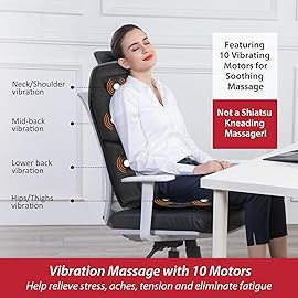 COMFIER Back Massager for Chair - Upgraded Vibration Chair Massager, Deep Tissue Back Massager for Pain Relief, Massage Chair Pad with Graphene Heating,Gifts for Dad Mom Men Women