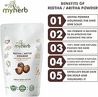 Vista 3 de ArithaReetha (Sapindus Trifoliatus) en polvo orgánico 100% puro 227 Gm0.5 lbs Fórmula ayurvédica para el cuidado de la cara, la piel y el cabello