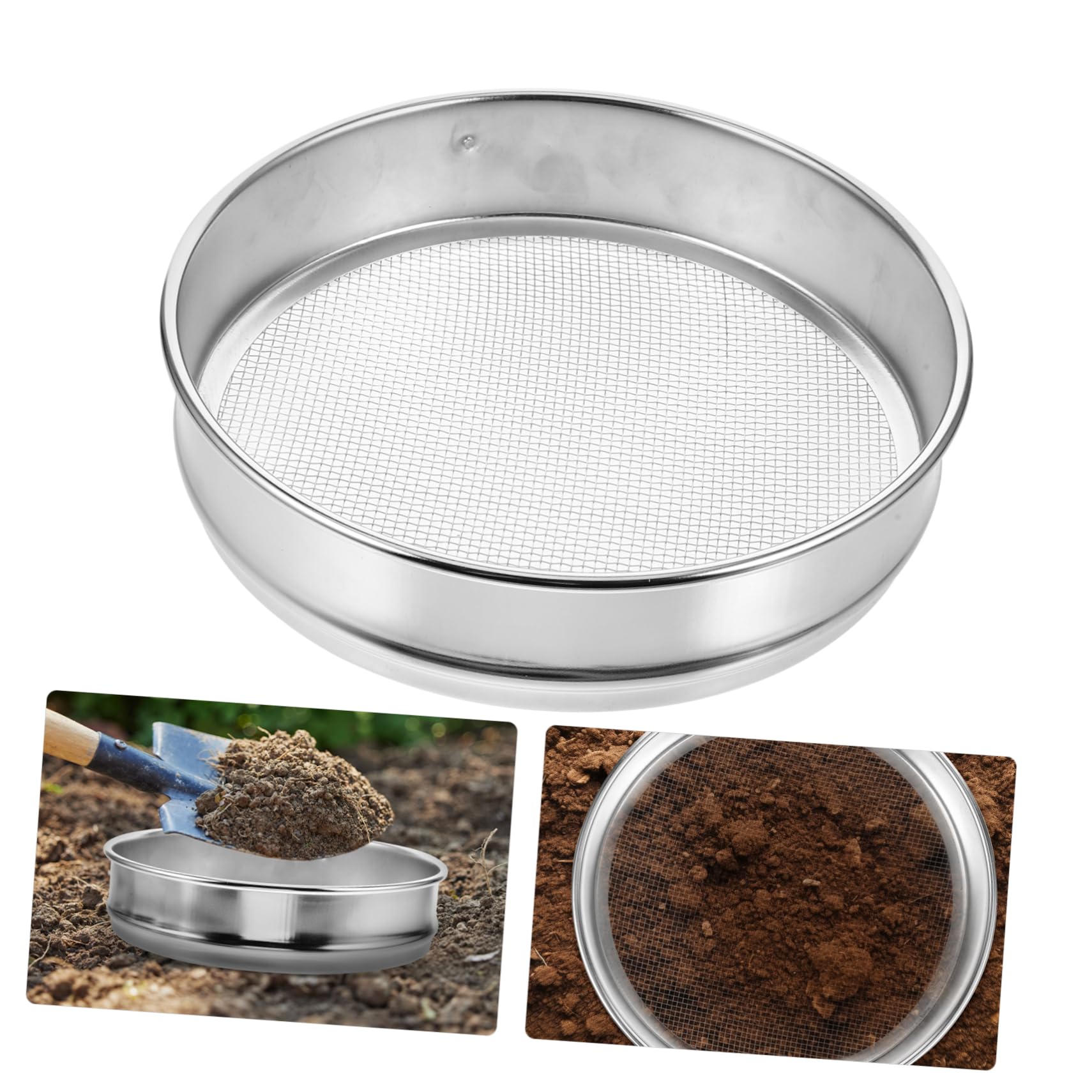 SOLUSTRE Soil Sieve Soil Sifter Stainless Steel Sand Sifter Test Sieve Lab Tools Sifter Strainer Sieve for Gardening Soil Garden Sifter Stainless Steel Sifter for Gardening Garden Sieve