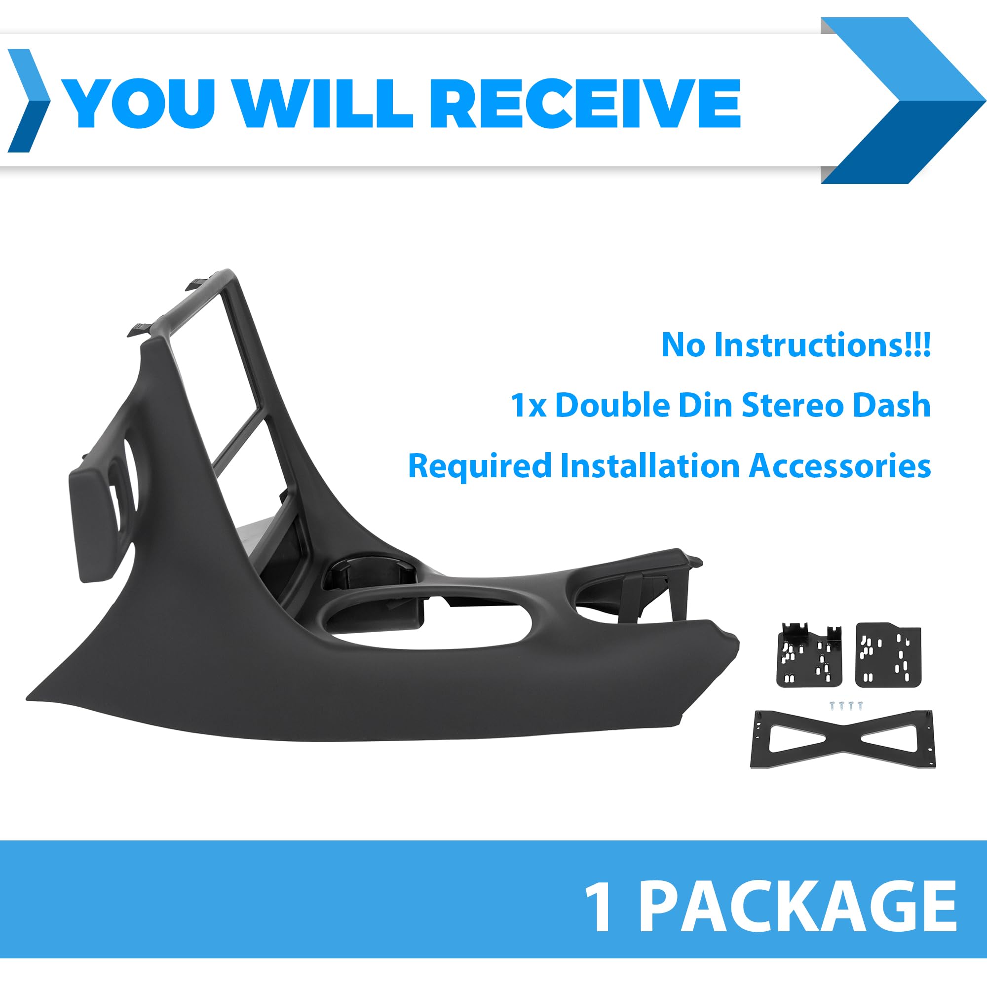 ECOTRIC Doppel-DIN-Stereo-Armaturenbrett-Installationsset für Chevrolet Corvette C5 1997–2004