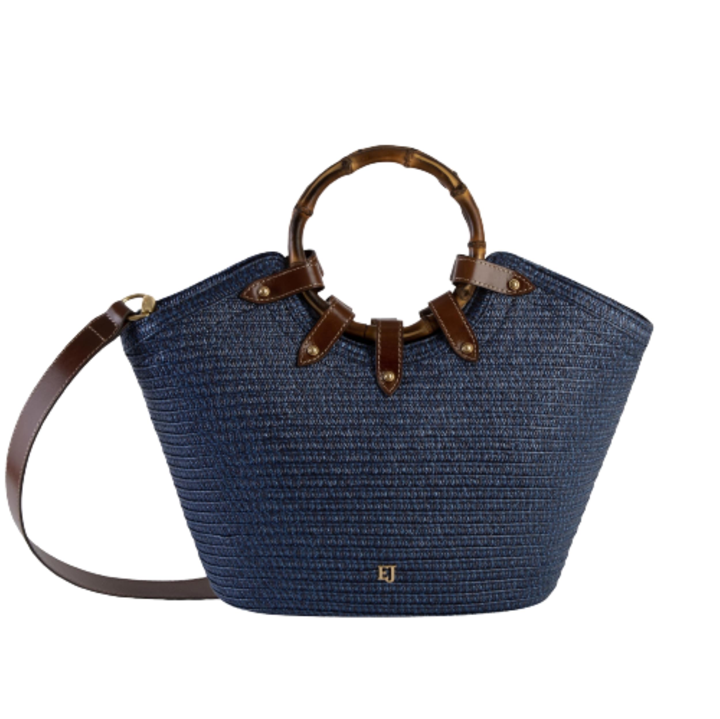 Eric Javits My Way Jr. Squishee Straw Bag - Drawstring Close Straw Beach Bags for Women with Detachable Leather Strap