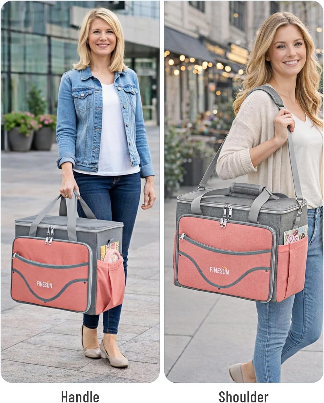 Rolling Tote Bag for Women Teacher Bag Rolling Cart Briefcase with Wheels Carry on Wheeled Bag for Work,Office,Craft Pink