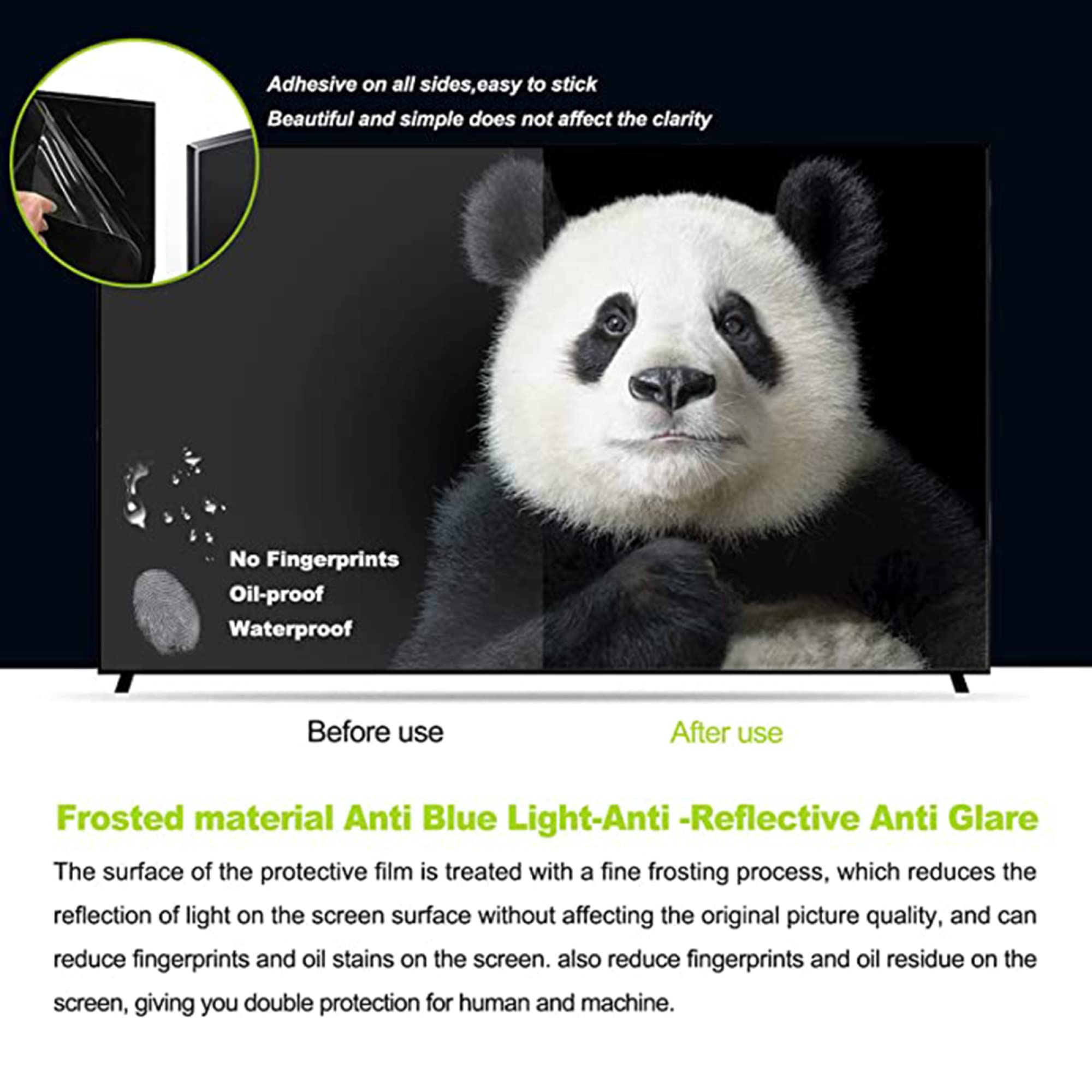 Protector De Pantalla De TV Mate, Antideslumbrante De Luz Azul Película De TV Tasa De Anti-Reflejo hasta 90% para Family TV Eyes Fatigue Protection/A / 49in 1075/604mm